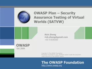 OWASP Plan – Security Assurance Testing of Virtual Worlds (SATVW)