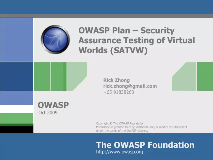 owasp plan security assurance testing of virtual worlds satvw