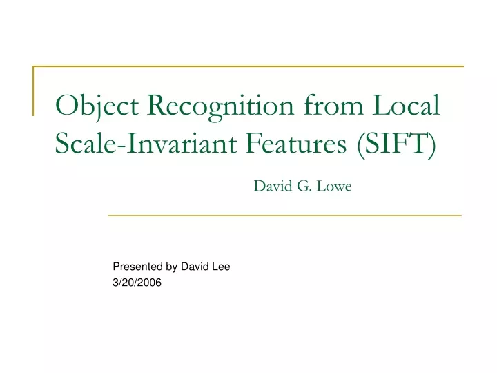object recognition from local scale invariant features sift david g lowe