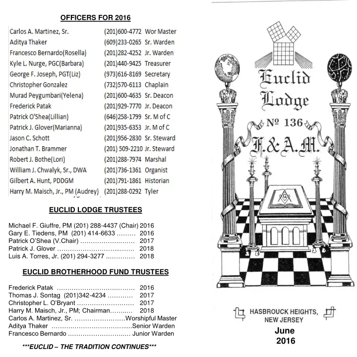officers for 2016 proxy to the grand lodge murad