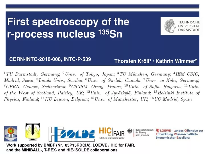 first spectroscopy of the r process nucleus 135 sn