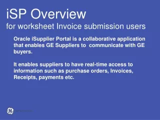iSP Overview  for worksheet Invoice submission users
