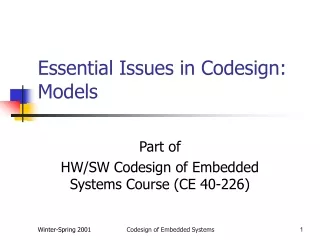 Essential Issues in Codesign: Models