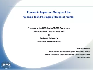 Economic Impact on Georgia of the  Georgia Tech Packaging Research Center