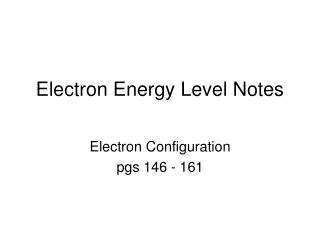 Electron Energy Level Notes