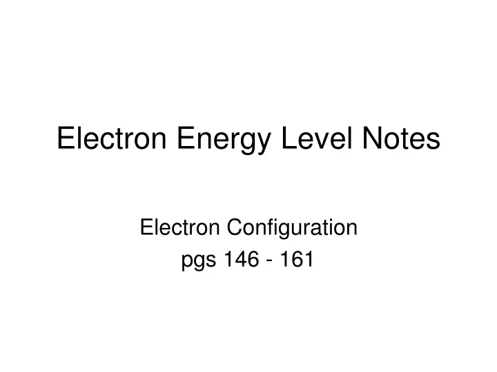 electron energy level notes
