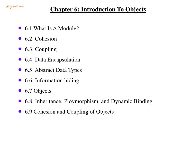 chapter 6 introduction to objects