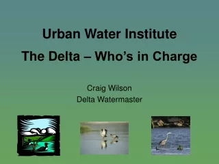 Urban Water Institute The Delta – Who’s in Charge