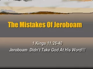 The Mistakes Of Jeroboam