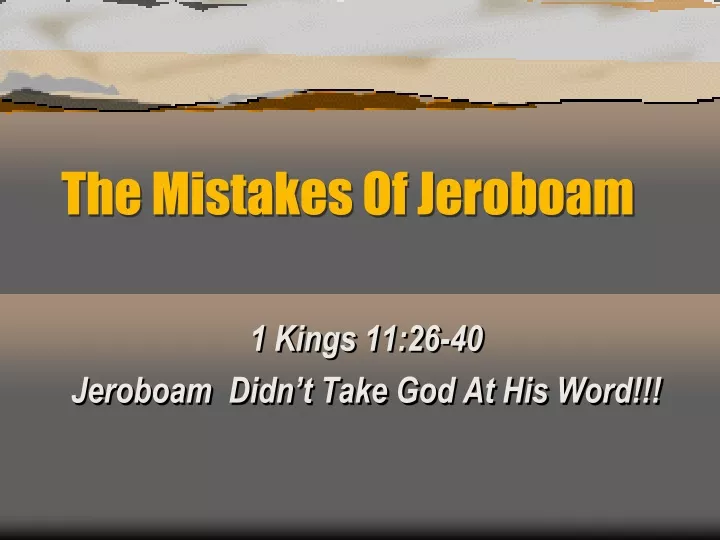 the mistakes of jeroboam