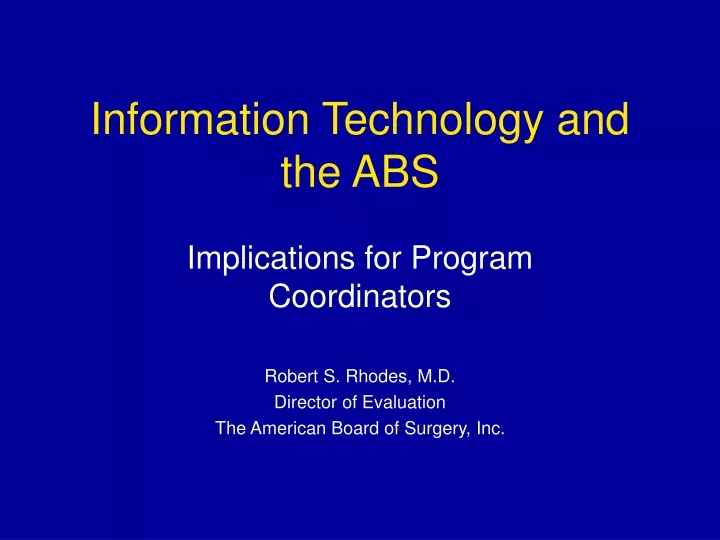 information technology and the abs