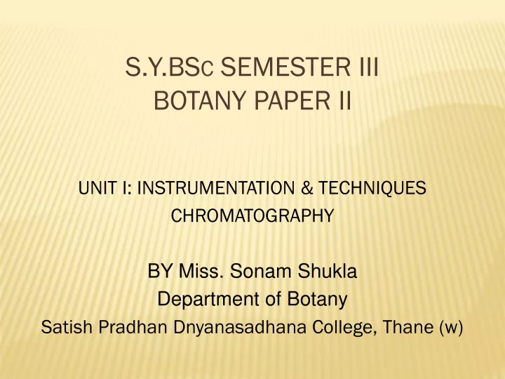 s y bsc semester iii botany paper ii