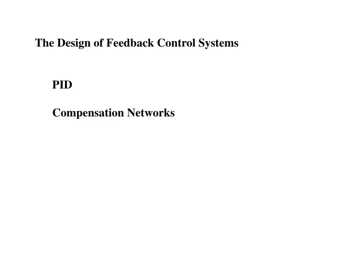 the design of feedback control systems
