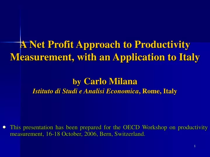 a net profit approach to productivity measurement