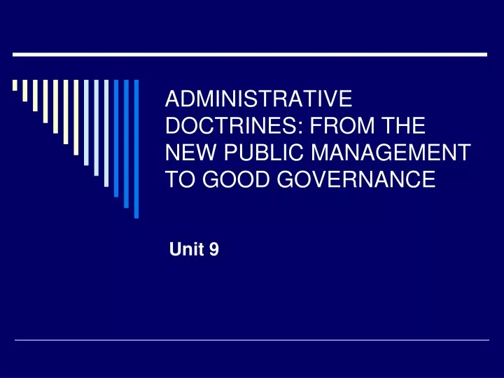 administrative doctrines from the new public management to good governance