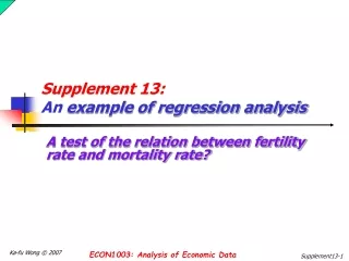 Supplement 13:  An  example of regression analysis