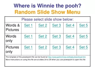 Where is Winnie the pooh? Random Slide Show Menu
