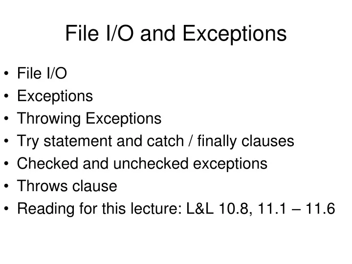 file i o and exceptions