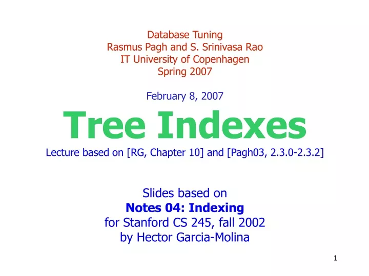 database tuning rasmus pagh and s srinivasa