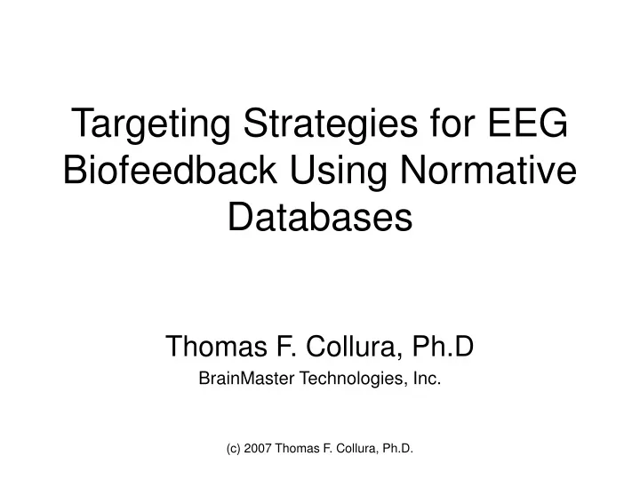 targeting strategies for eeg biofeedback using normative databases
