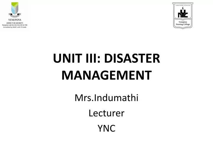 unit iii disaster management