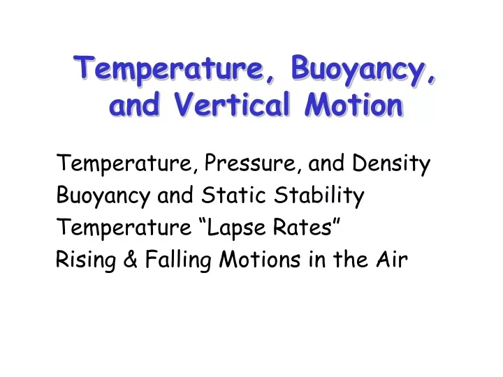 temperature buoyancy and vertical motion