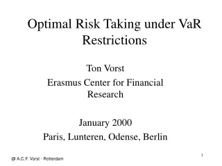 Optimal Risk Taking under VaR Restrictions