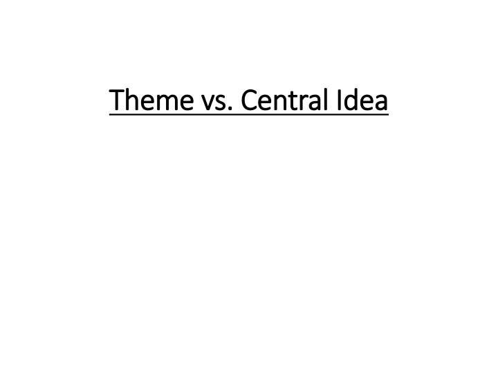 theme vs central idea