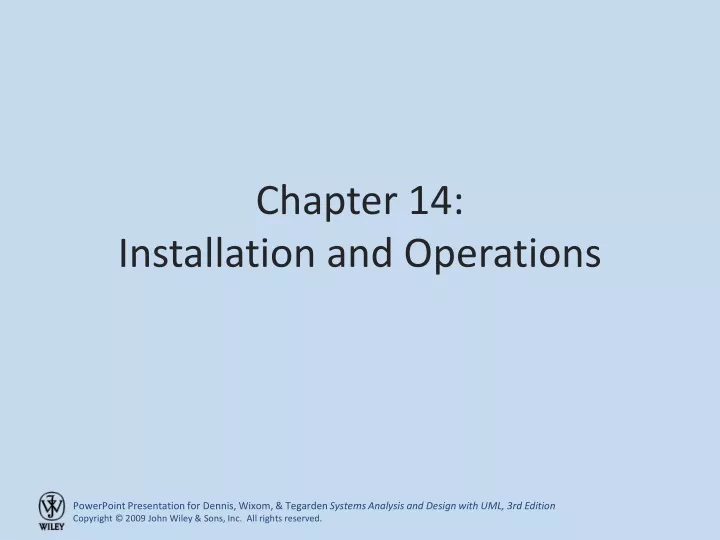chapter 14 installation and operations