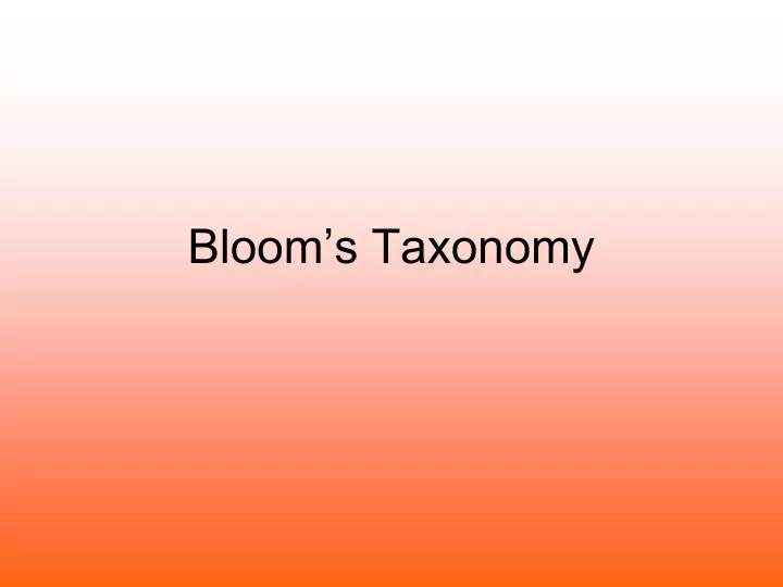 bloom s taxonomy
