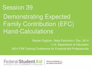 Demonstrating Expected Family Contribution (EFC) Hand-Calculations
