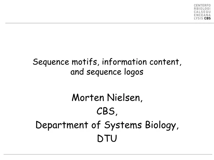 sequence motifs information content and sequence logos