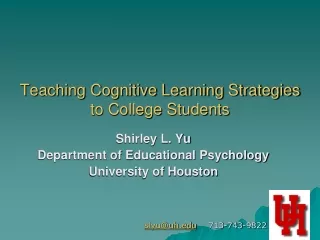Teaching Cognitive Learning Strategies to College Students