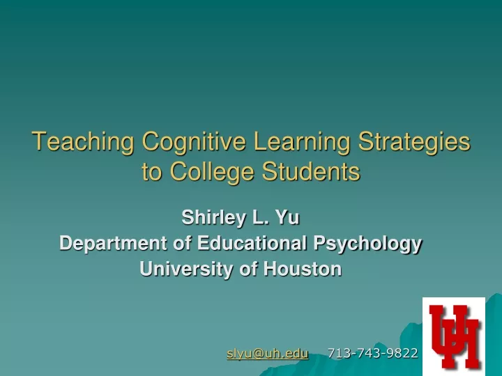teaching cognitive learning strategies to college students