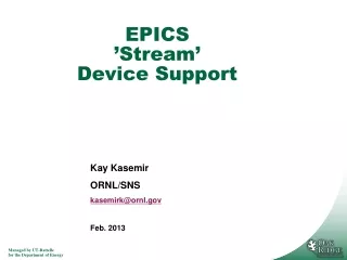 EPICS ’ Stream ’ Device Support