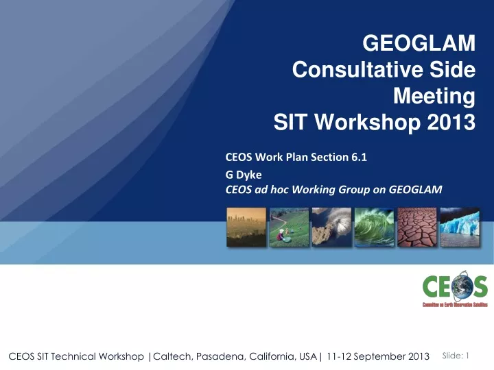 geoglam consultative side meeting sit workshop 2013
