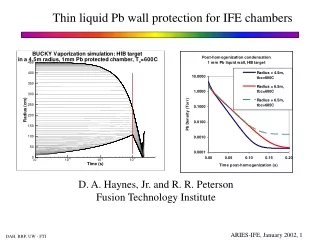 Thin liquid Pb wall protection for IFE chambers