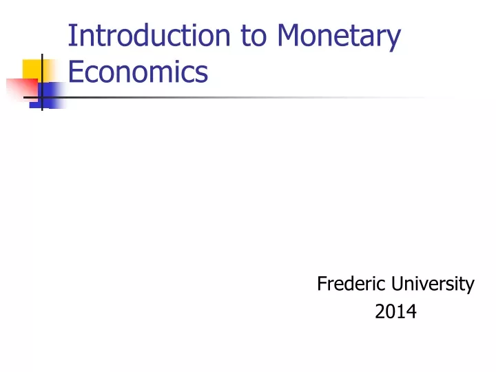 introduction to monetary economics