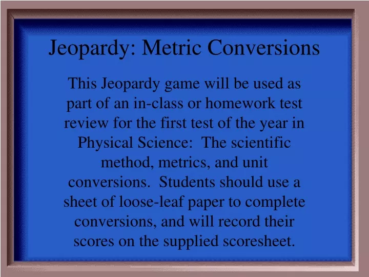 jeopardy metric conversions