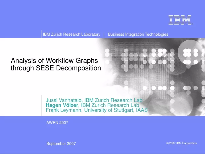analysis of workflow graphs through sese decomposition