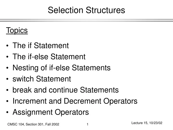 selection structures