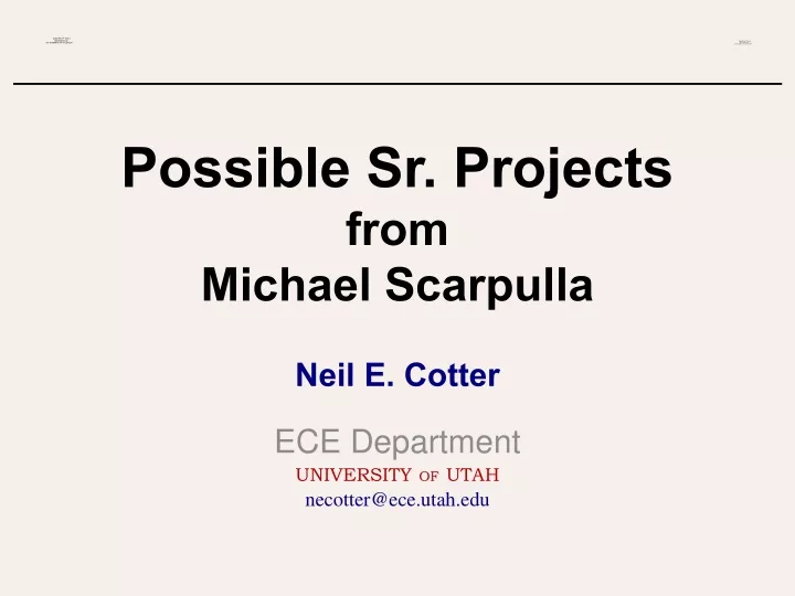 possible sr projects from michael scarpulla