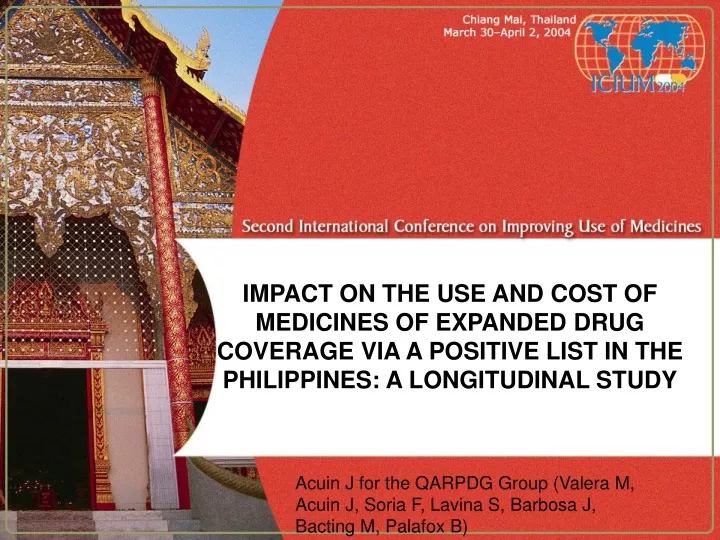 impact on the use and cost of medicines