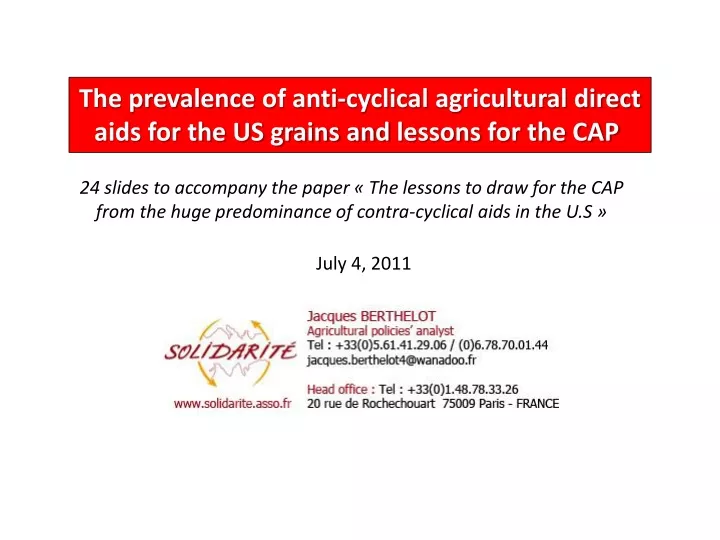 the prevalence of anti cyclical agricultural