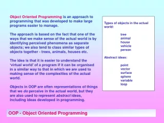 OOP - Object Oriented Programming