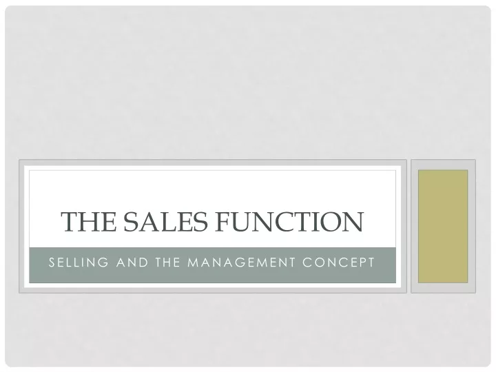 the sales function