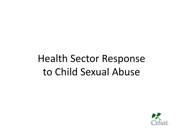 health sector response to child sexual abuse