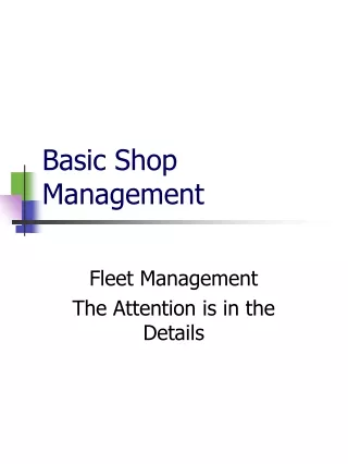 Basic Shop Management