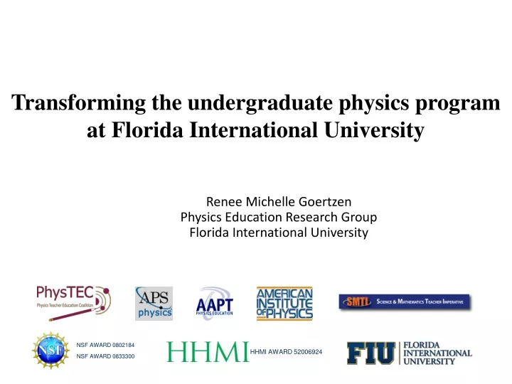 transforming the undergraduate physics program at florida international university