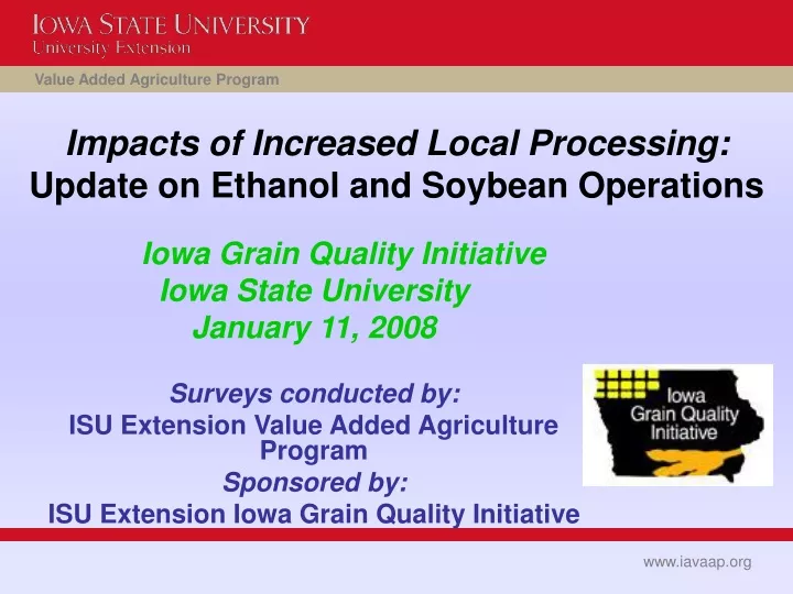 impacts of increased local processing update on ethanol and soybean operations